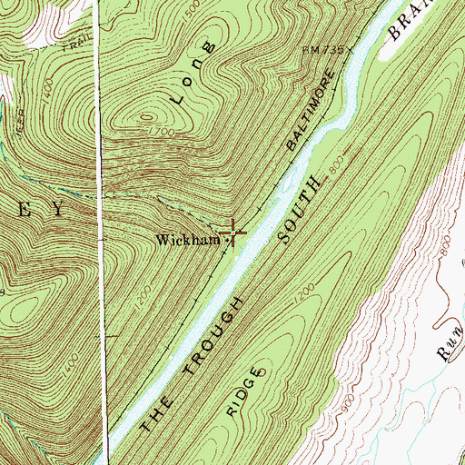 Topographic Map of Wickham, WV