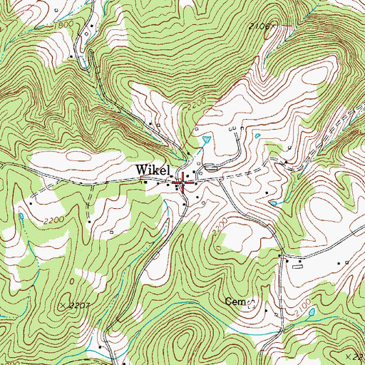 Topographic Map of Wikel, WV