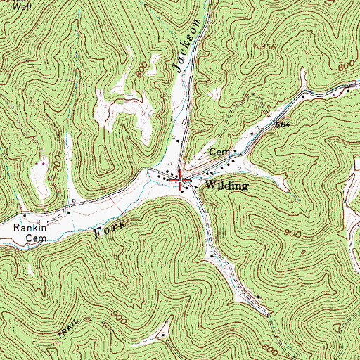 Topographic Map of Wilding, WV