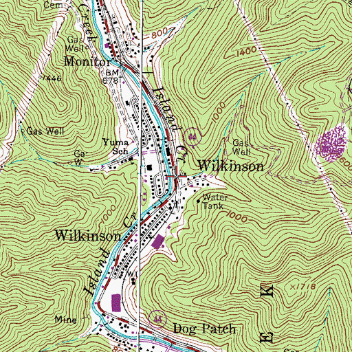 Topographic Map of Wilkinson, WV