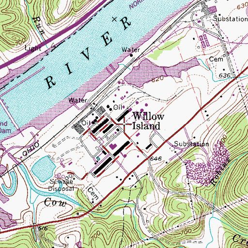 Topographic Map of Willow Island, WV