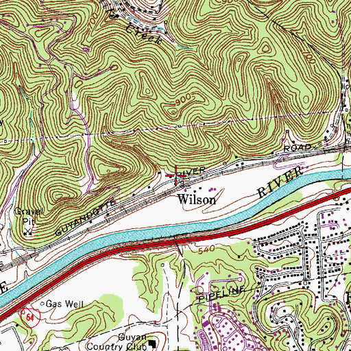 Topographic Map of Wilson, WV
