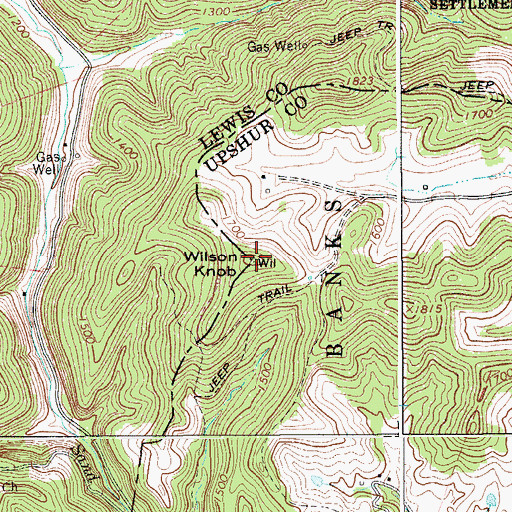 Topographic Map of Wilson Knob, WV