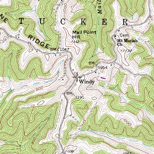 Topographic Map of Windy, WV
