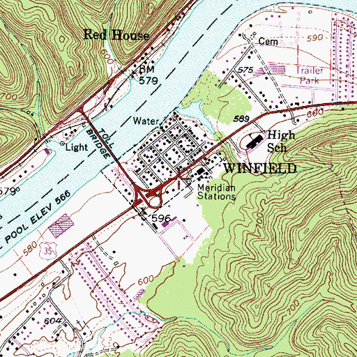 Topographic Map of Winfield, WV