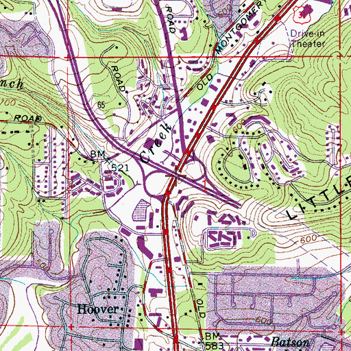 Topographic Map of Interchange 252, AL