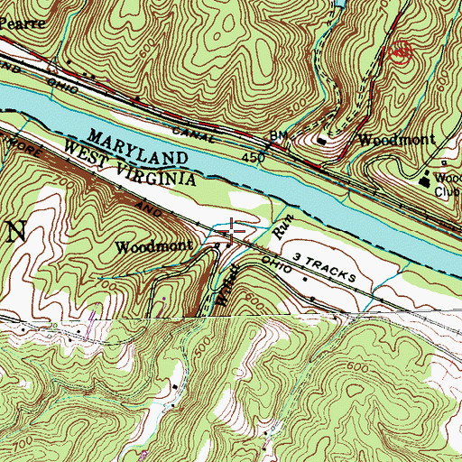 Topographic Map of Woodmont, WV