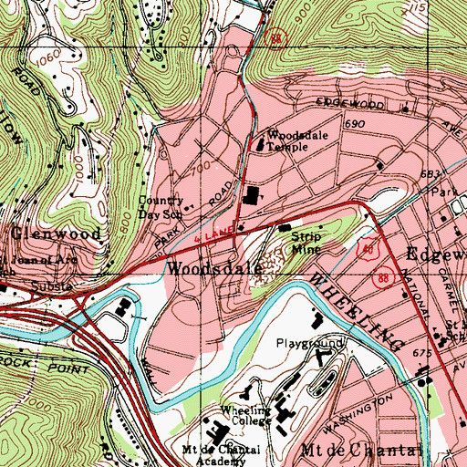 Topographic Map of Woodsdale, WV