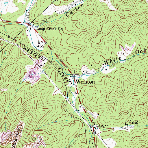 Topographic Map of Wriston, WV