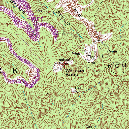 Topographic Map of Wriston Knob, WV