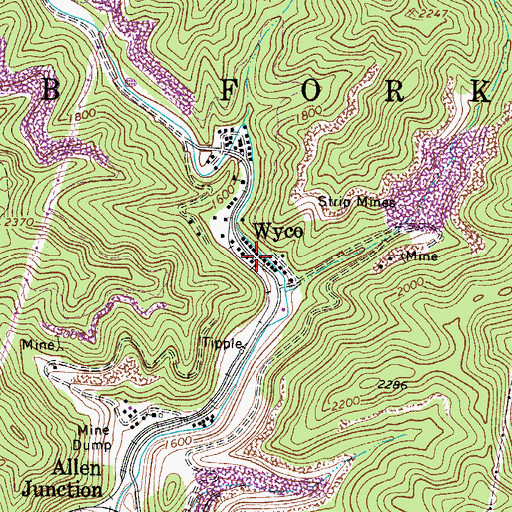 Topographic Map of Wyco, WV