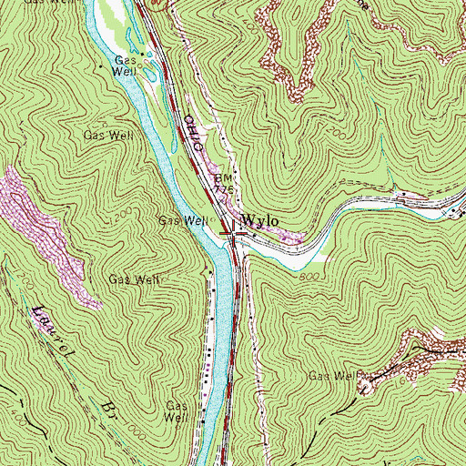 Topographic Map of Wylo, WV