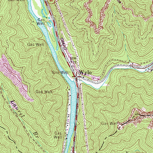 Topographic Map of Wylo, WV