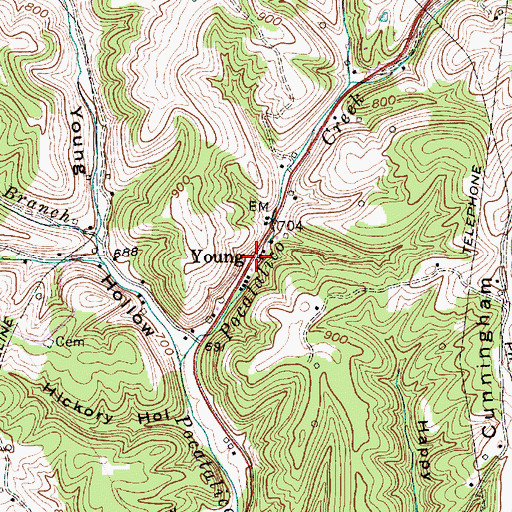 Topographic Map of Young, WV