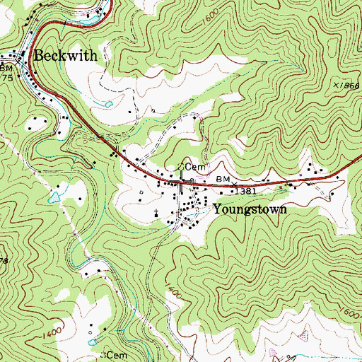 Topographic Map of Youngstown, WV
