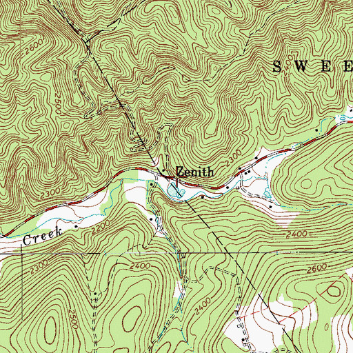 Topographic Map of Zenith, WV