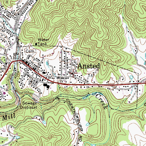 Topographic Map of Ansted Elementary School, WV