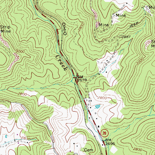 Topographic Map of Arthurs Siding (historical), WV