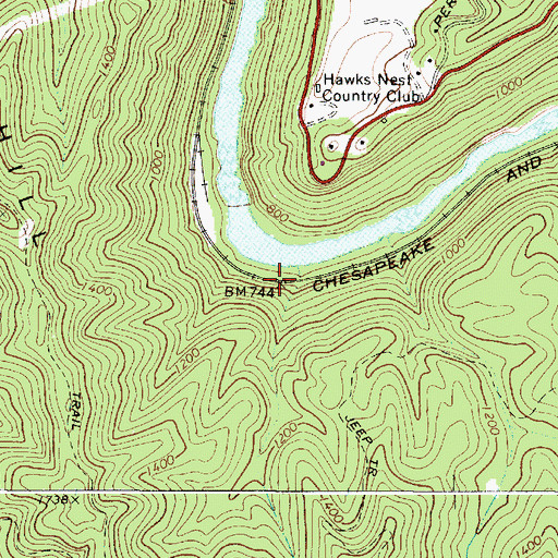 Topographic Map of Blue Hole Tunnel (historical), WV