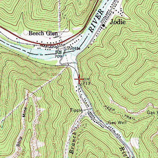 Topographic Map of Bryce, WV