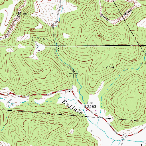 Topographic Map of Buffalo School (historical), WV