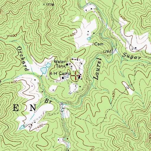 Topographic Map of Camp Beckwith 4-H Camp, WV