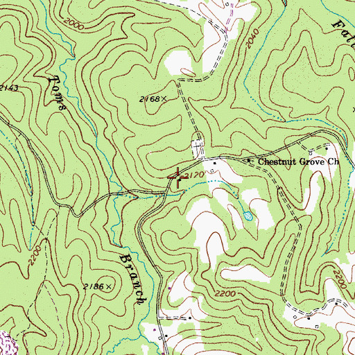 Topographic Map of Chesnut Grove School (historical), WV