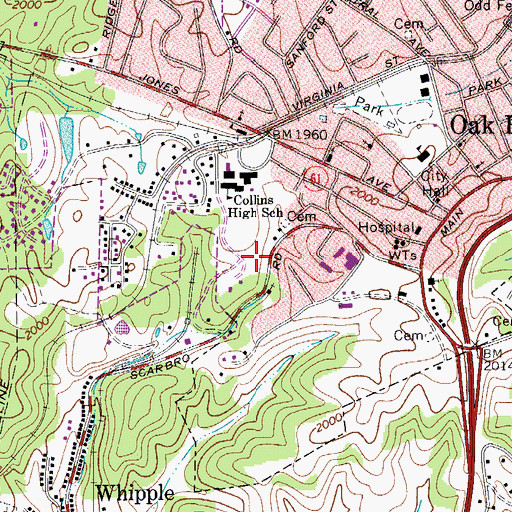 Topographic Map of Collins Park, WV