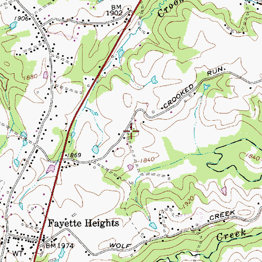 Topographic Map of Crooked Run School (historical), WV