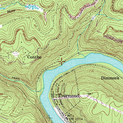 Topographic Map of Erskine (historical), WV