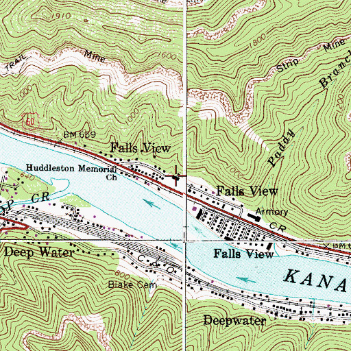 Topographic Map of Falls View Elementary School (historical), WV