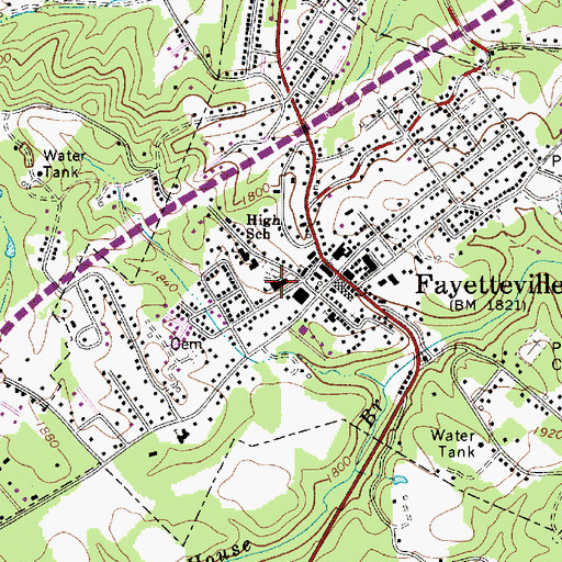 Topographic Map of Fayetteville Elementary School, WV