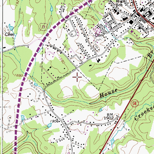 Topographic Map of Fayetteville High School, WV