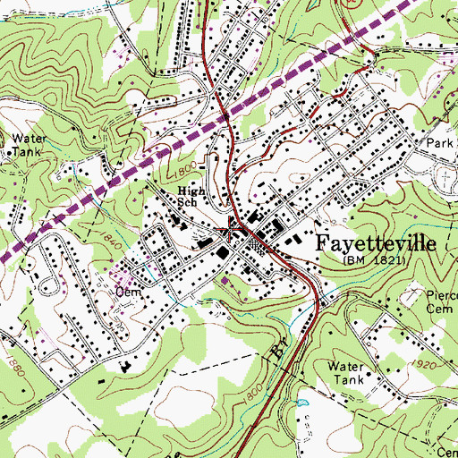 Topographic Map of Fayetteville United Methodist Church, WV
