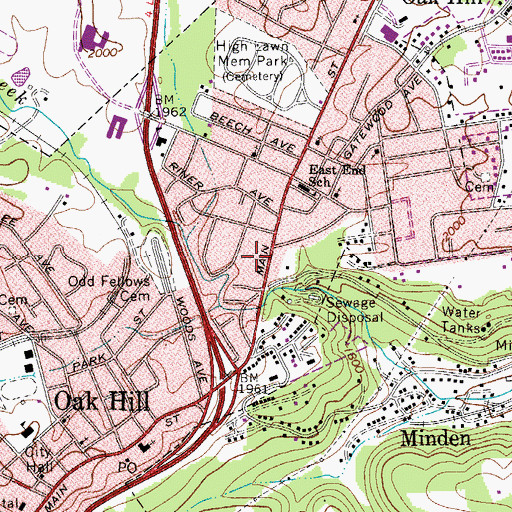 Topographic Map of Fountain Terrace Shopping Center, WV