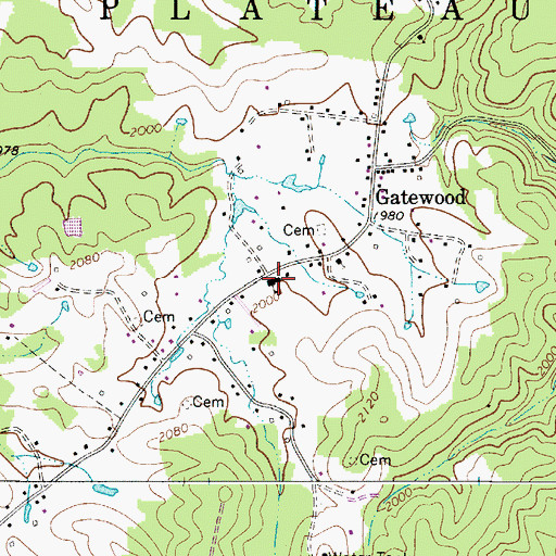 Topographic Map of Gatewood Elementary School, WV