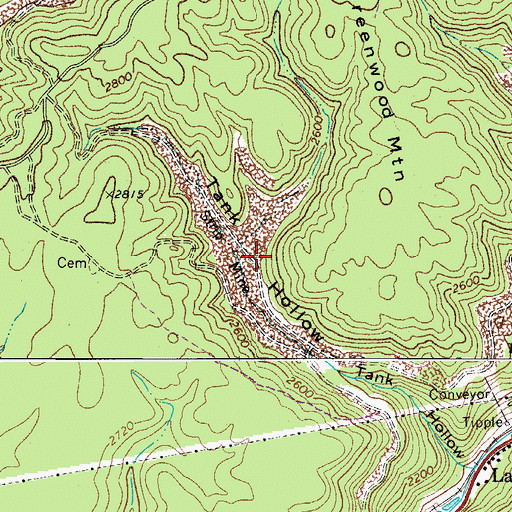 Topographic Map of Greenwood (historical), WV