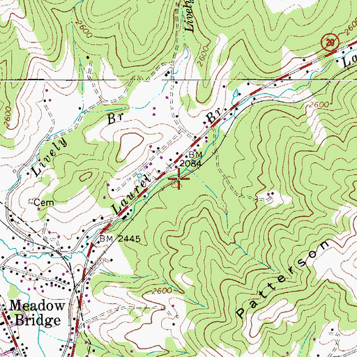 Topographic Map of Gwinns Siding (historical), WV