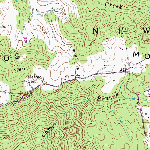 Topographic Map of Harrah School (historical), WV
