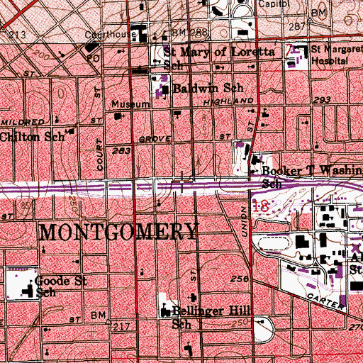 Topographic Map of Interchange 1, AL