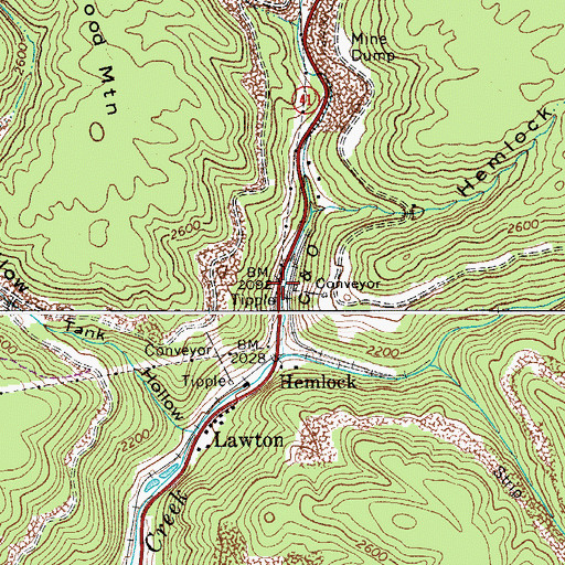 Topographic Map of Kathryn, WV