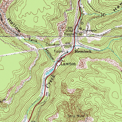 Topographic Map of Lawton, WV