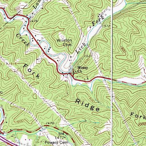 Topographic Map of Lick Fork School (historical), WV