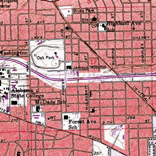 Topographic Map of Interchange 2, AL