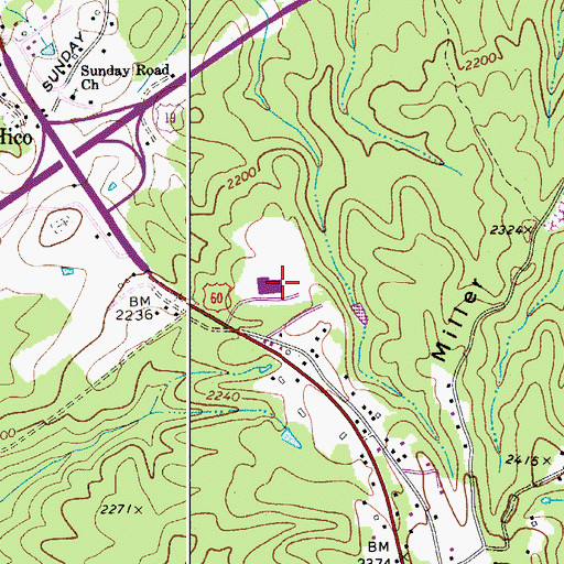 Topographic Map of Midland Trail High School, WV