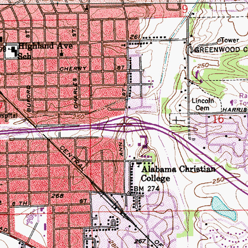 Topographic Map of Interchange 3, AL