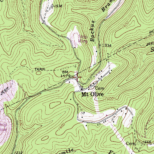 Topographic Map of Mount Olive School (historical), WV