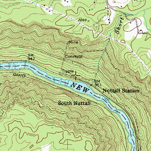 Topographic Map of Nuttalburg (historical), WV
