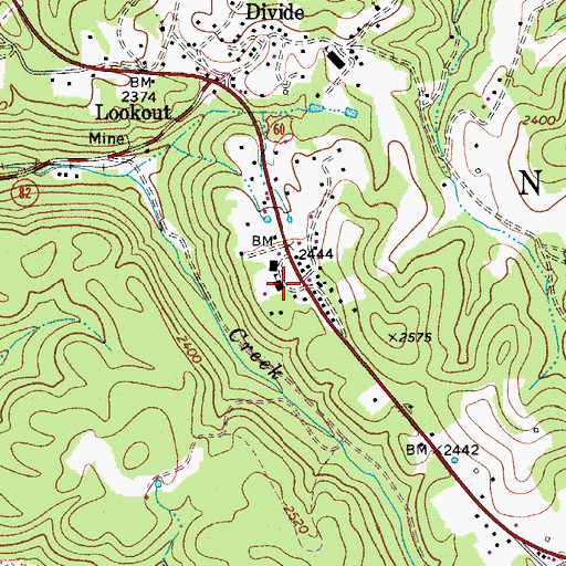 Topographic Map of Nuttall Middle School, WV