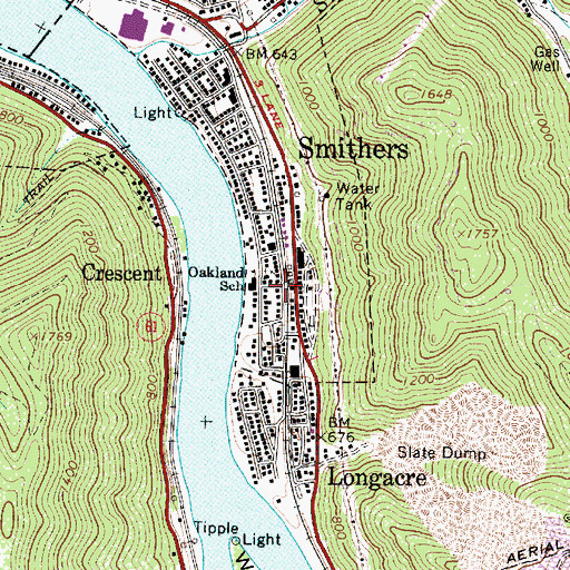 Topographic Map of Oakland, WV
